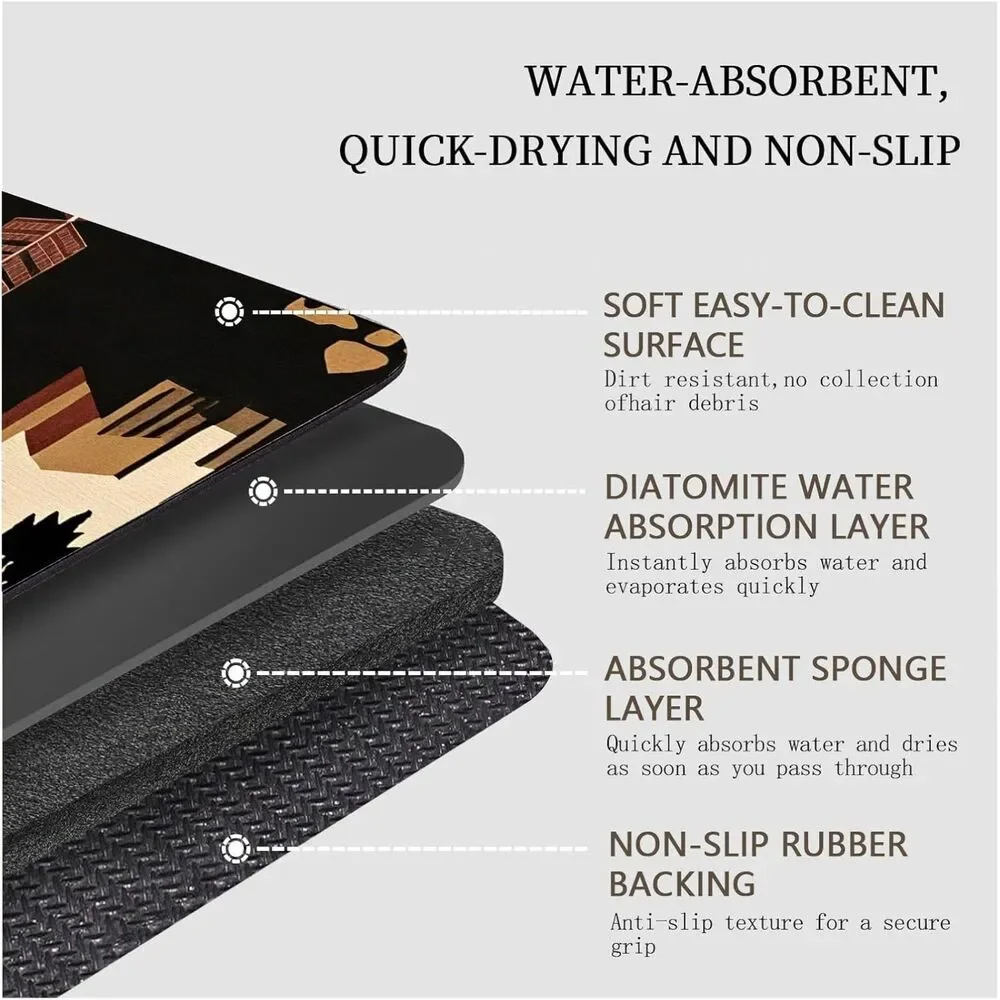 Southwestern Aztec Bath Mat 17x24 Diatomaceous Earth Non Slip Absorbent Washable